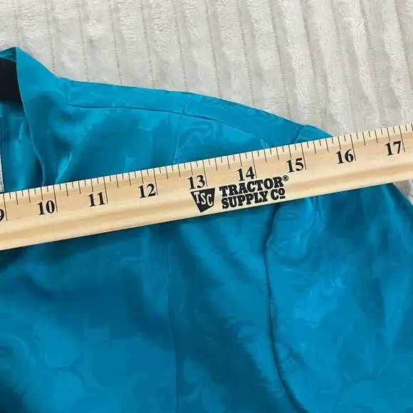 VTG 80s ADRIANNA PAPELL Women Skirt/Jackets Set Floral Long Sleeve Silk 12P Blue - Picture 11 of 14